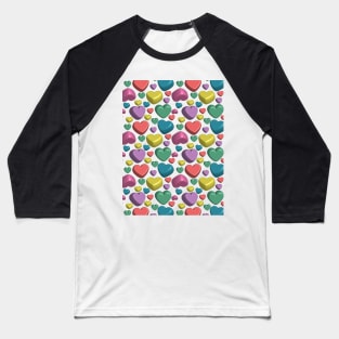 Colorful Hearts Pattern Baseball T-Shirt